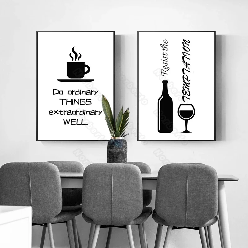 

modern Style Canvas Painting Poster coffee in a black mug tablewares wines quota warm your service for Home Rooms Wall Decoratio