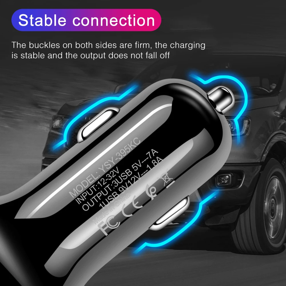 Фото Автомобильное зарядное устройство QC3.0 с портами USB быстрая зарядка автомобильный Автомобильное зарядное устройство QC3.0 с портами USB быстрая зарядка автомобильный