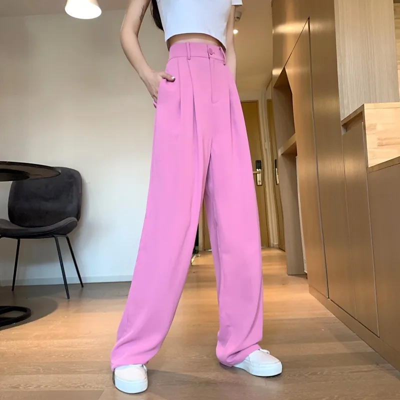 

Брюки женские летние прямые с высокой талией, широкие, K1525