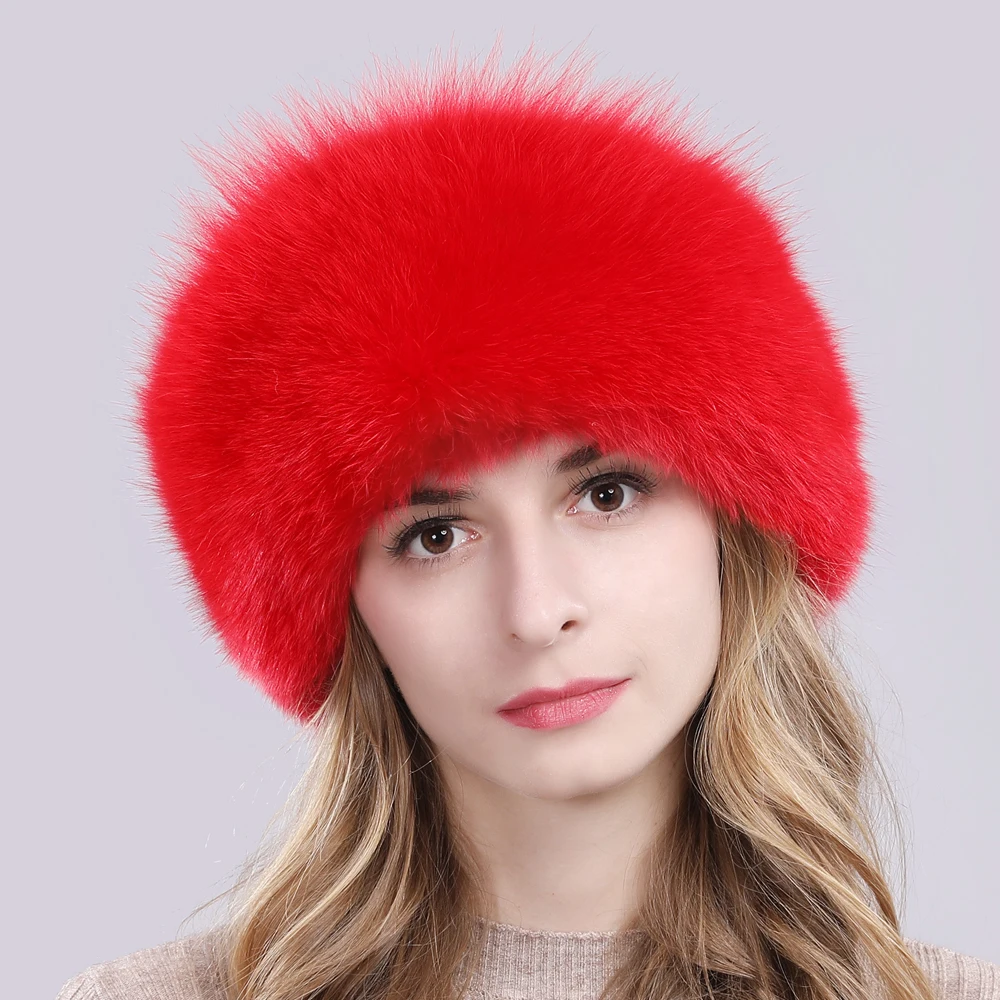 Женская русская зимняя шапка из натурального Лисьего меха теплая мягкая