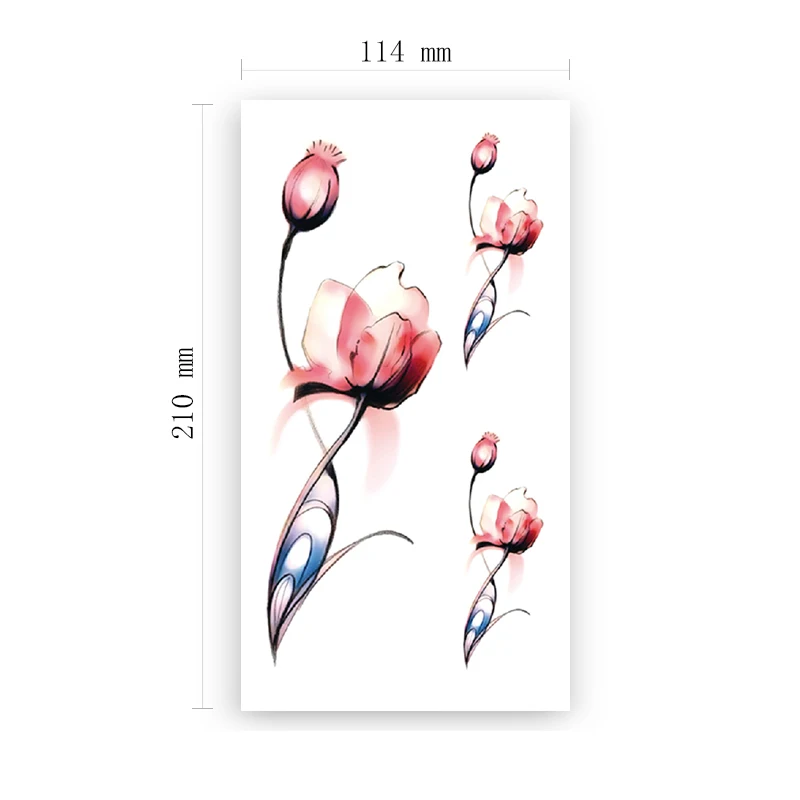 

Temporary Tattoo Stickers Watercolor Flowers Branches and Leaves Totem Fake Tattoos Waterproof Tatoos Arm Large Size for Women