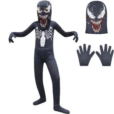 

New Venom Cosplay Costume for Children Venom Super Hero Costumes Halloween Kids Jumpsuits Spoof Leotard Anime Dresses for Boys