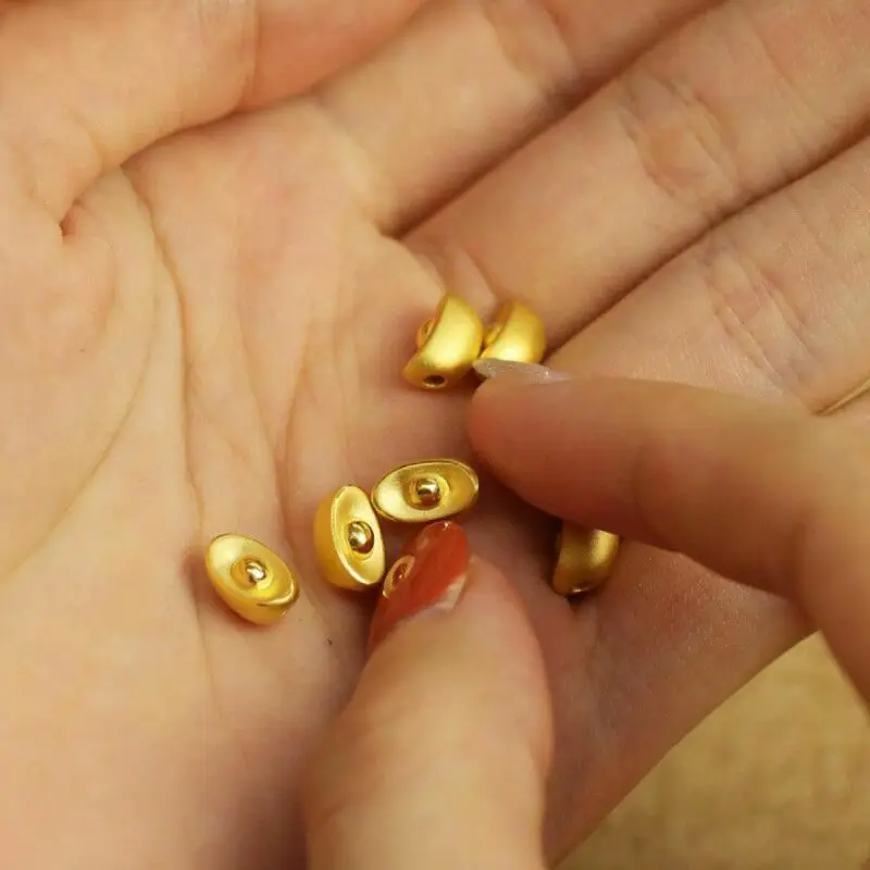 Чистый 24 к желтое золото 3D бусины Yuanbao 1 шт только DIY для ювелирных изделий 8 мм H/0,2 г