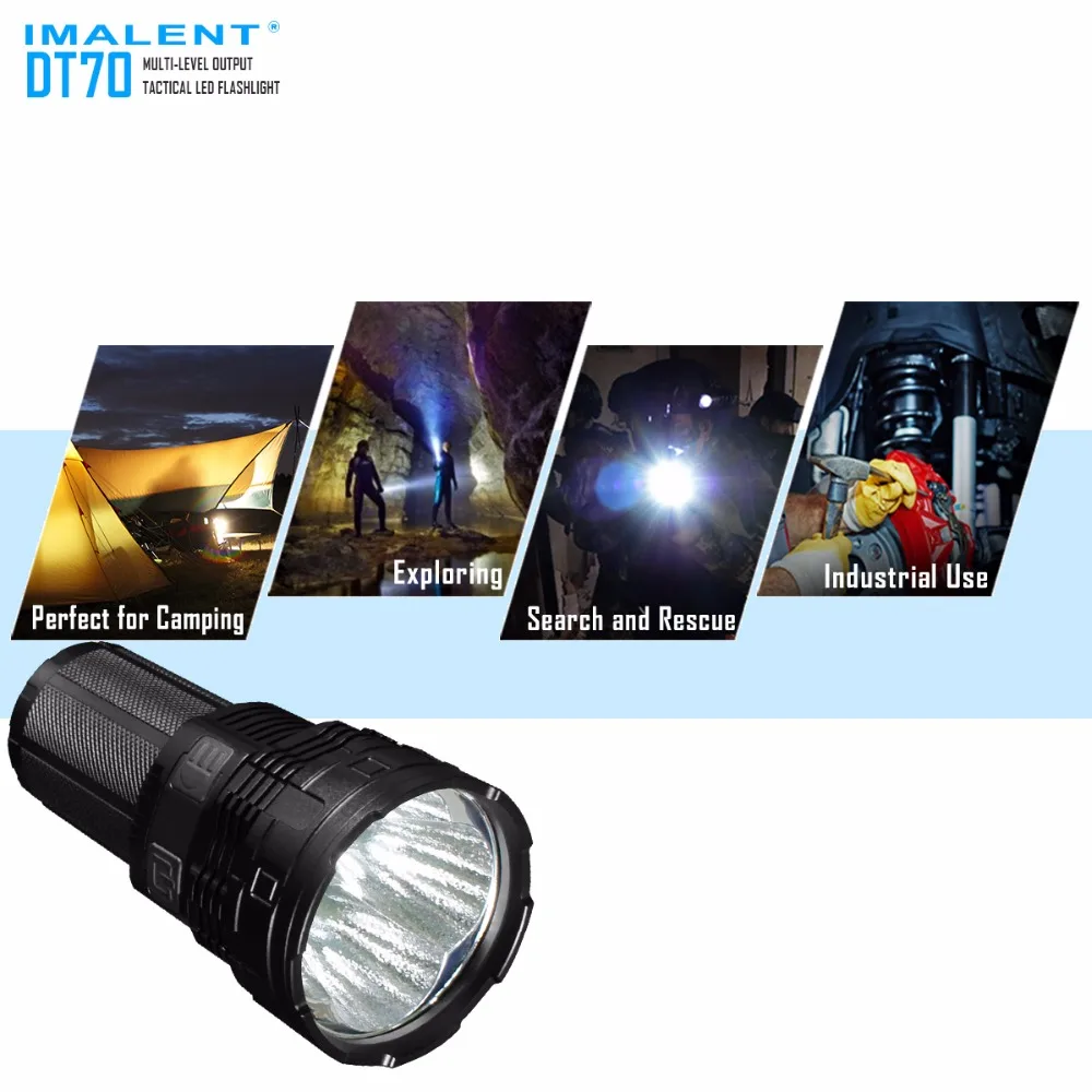 IMALENT DT70 перезаряжаемый фонарик 4 CREE XHP70 светодиодный дальность света 700 м уличный