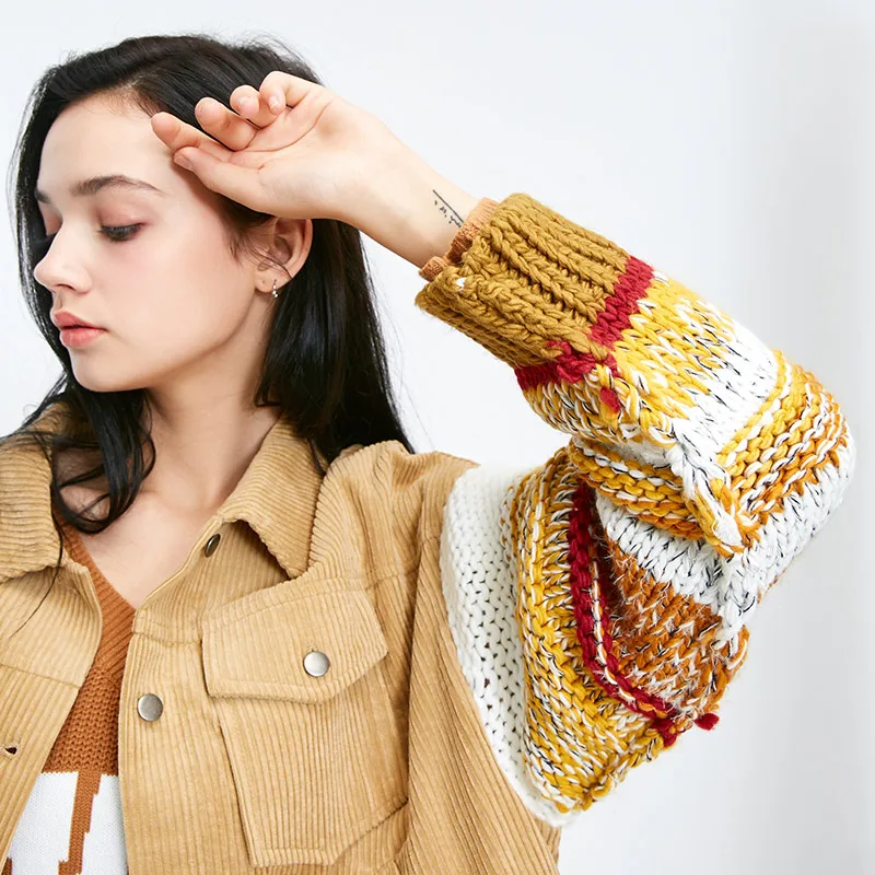 Vero Moda женский уличный стиль Вельветовая вязаная куртка с рукавами | 319117501