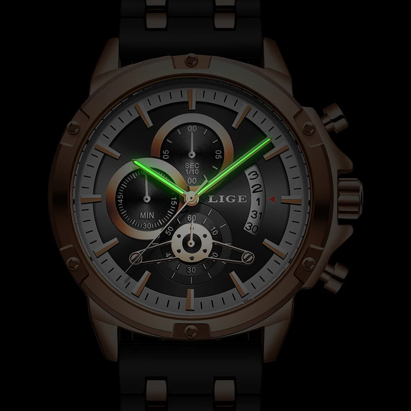 LIGE модные мужские часы топовые брендовые Роскошные многофункциональные