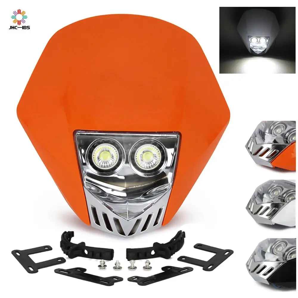 

Motorcycle Universal Led Double Dual Light Bulb Headlamp Supermoto Headlight For KTM KAWASAKI ZUSUKI HONDA Dirt Bike