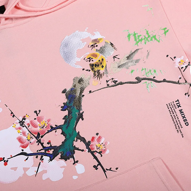 

Mens Streetwear Hip Hop Harajuku Hoodie Flower Printed Sweatshirt 2020 Autumn Winter Floral Cotton Fleece Black Loose Pullover