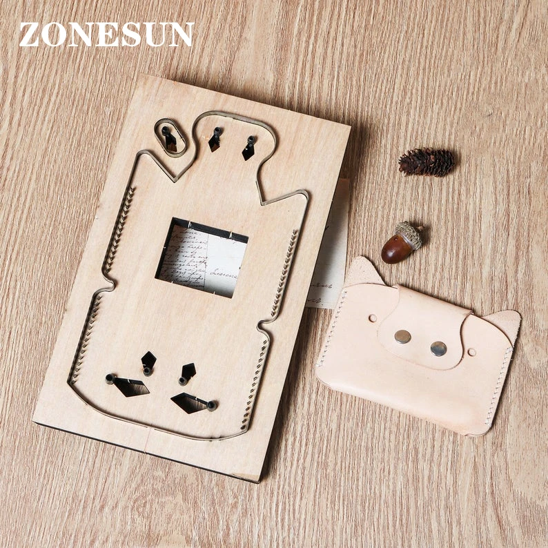 

ZONESUN Customized pig shape Leather DIY Wooden Template Knife Punching tool coin purse Cutting Mold die animal Japanese steel