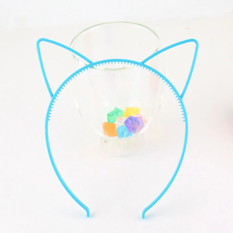 Cat Ear Blue 12 шт./лот, блестящая повязка на волосы с единорогом, ободок, повязка на голову для женщин и девочек, кошачьи ушки, Русалочка, пластиковая повязка для волос, аксессуары для волос, горячая распродажа - Цвет: Cat Ear Blue