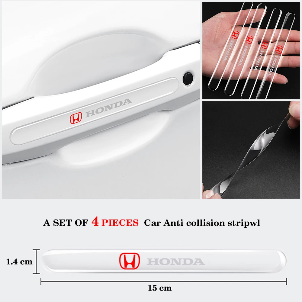 

4pcs Car Sticker Door Side Edge Protection Strip Transparent Anti-collision Stickers for Honda Civic Varadero Xl1000 Xadv 750 Fo