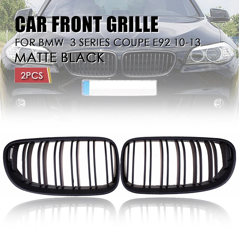 Matte Black Double Slat Kidney Sport Front Bumper Hood Grill Grille For BMW 3-Series E92 E93 Coupe 2010-2013 Facelift | Автомобили и