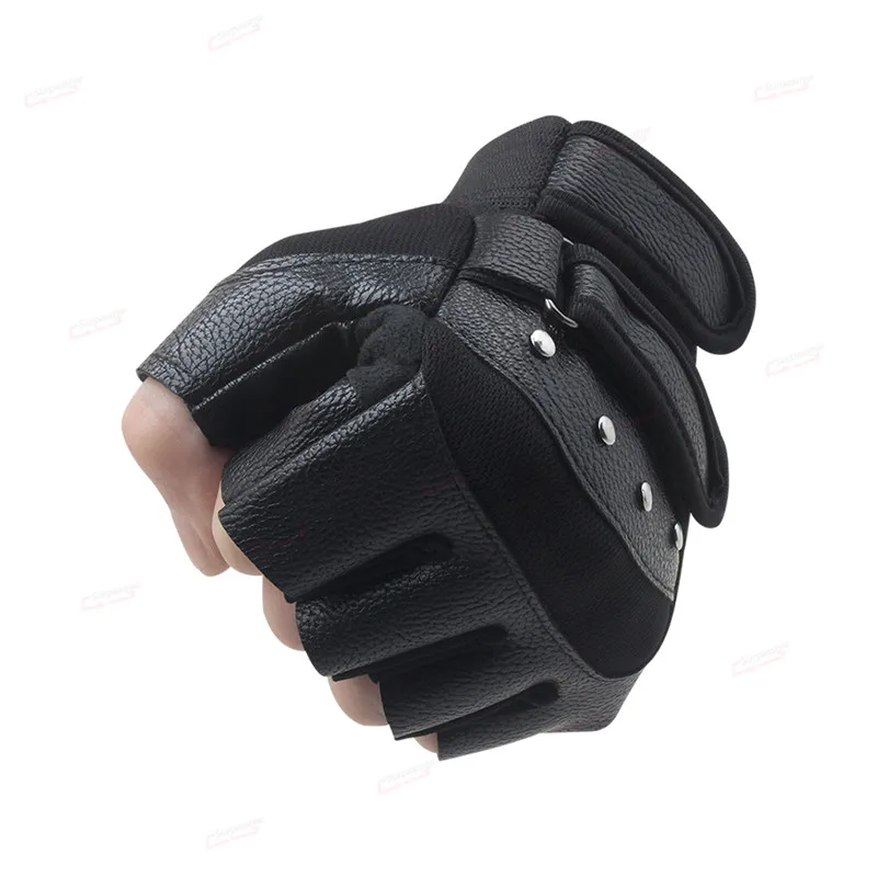 Без пальцев носимые мужские и женские кожаные мотоциклетные перчатки для езды на