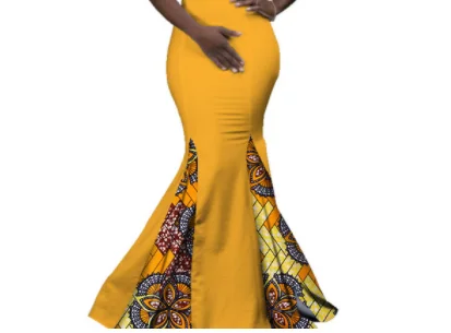 

African Dresses for Women Party Evening African Wax Print Long Maxi Dress Fashion Slash Neck Ankara Dresses Plus Size 6XL WY2860