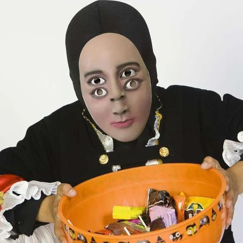 

Латекс с четырьмя глазами, косплей на Хэллоуин, страшный призрак, рождественское лицо, Хэллоуин, ужас, 4 латексные глаза, ужас U3w3