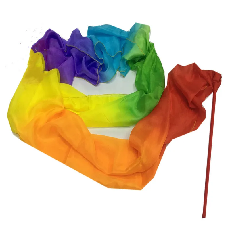 Стример для танца живота из натурального шелка со стержнем с водяными и