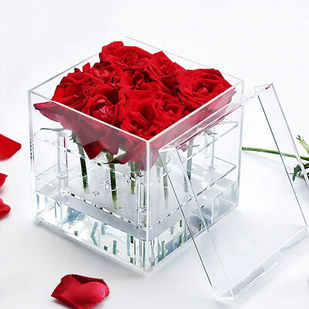 Transparent Large Capacity 2 Tiers Removable Rose Water Holder for Birthday Gift | Дом и сад