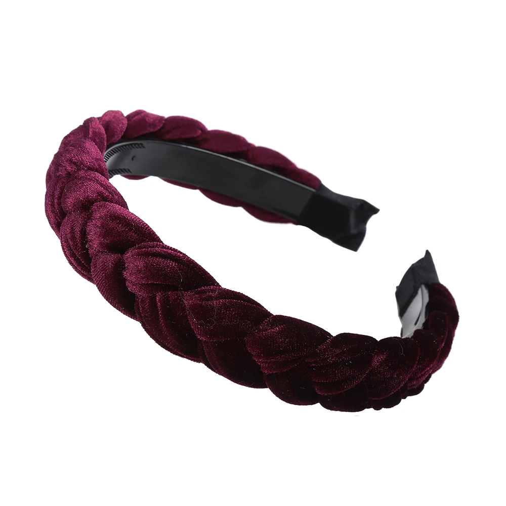 Wine Velvet Моланские осенние аксессуары для волос, широкие блестящие плетеные повязки для волос, плетеные повязки для волос, модные повязки для волос, ободок, головной убор - Цвет: Wine Velvet