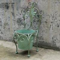 green handmade antique retro metal planters chair
