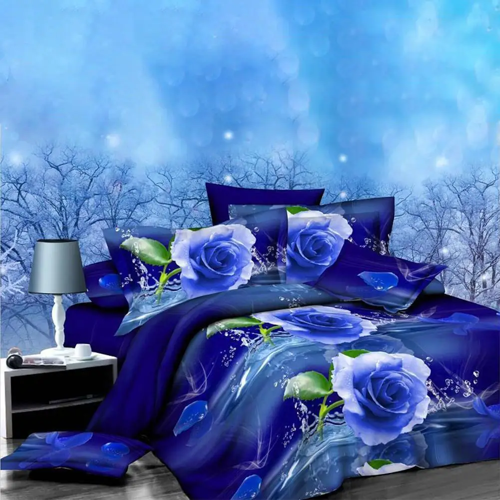 

36 3D Rose Flower Twin Queen King Size Bedding Pillowcase Quilt Duvet Cover Set