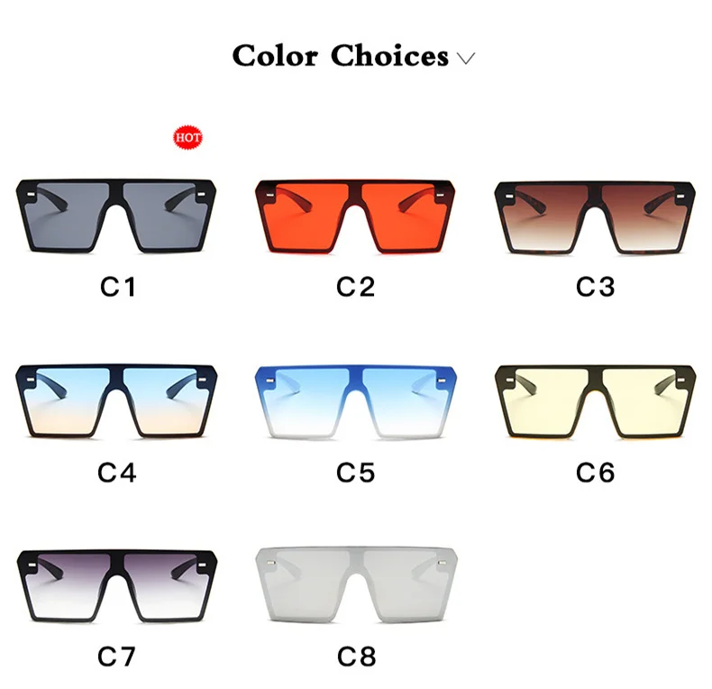 YOOSKE Brand Oversized Sunglasses Women Men Vintage Gradient Sun Glasses Shades Retro Big Frame Flat Top One Piece Eyewear