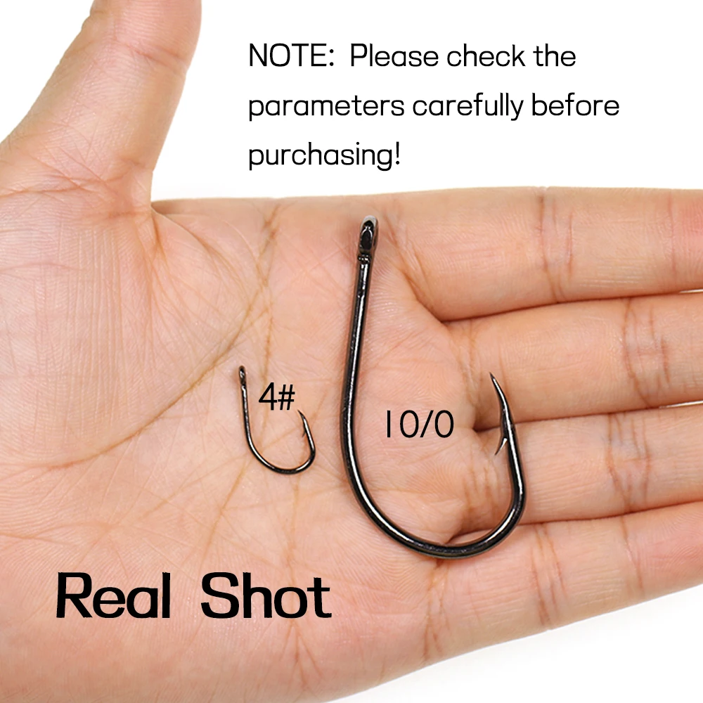 Elllv 100PCS 3X Faultless O'shaughnessy Fishing Hook Chemeical Tip Barbed Fish Hooks for Freshwater Saltwater #4 - 10/0 | Спорт и