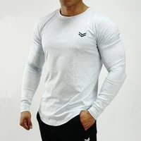 casual long sleeve cotton t shirt mens gyms fitness bodybuilding workout slim t shirt male autumn tee tops sporty brand clothing