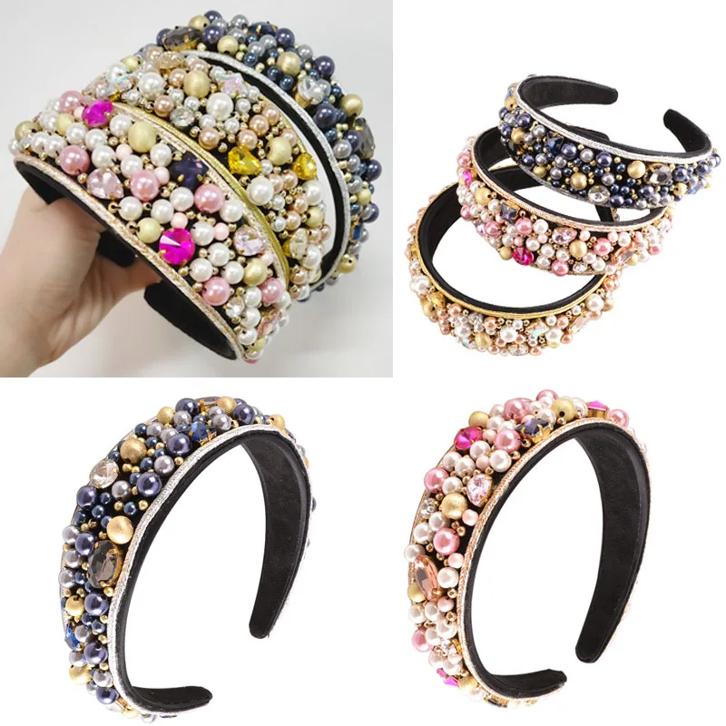 

Pearl hair hoops are fashionable rhinestone headband accessories bows for girls bows haarband bandeau cheveux femme