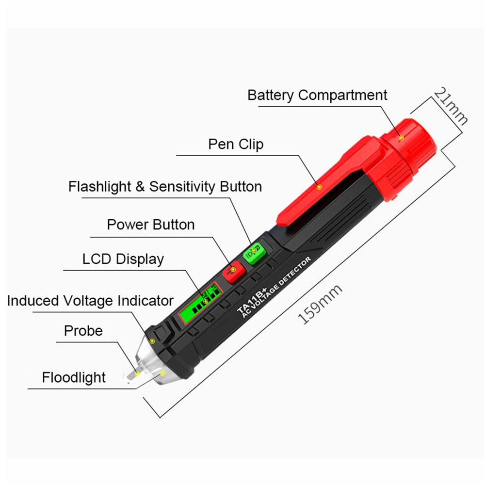 Бесконтактный ЖК электрический детектор напряжения переменного/постоянного