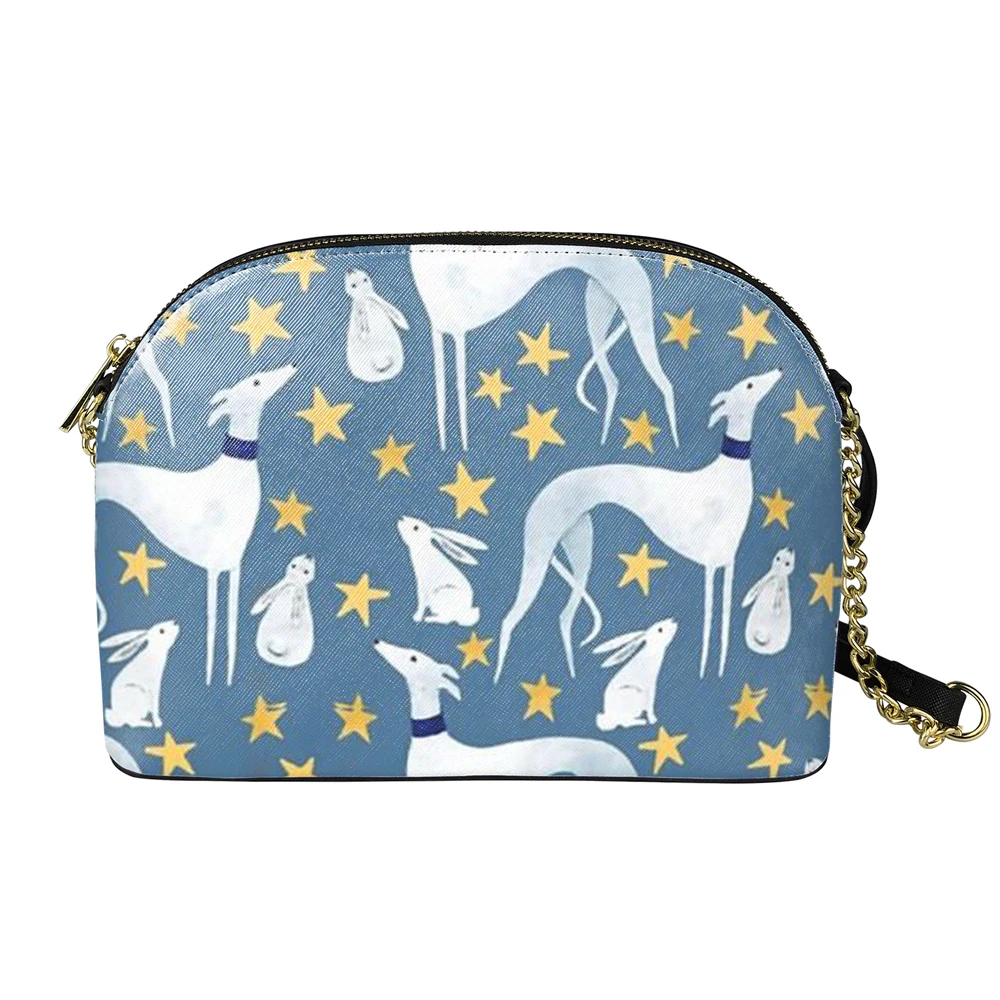 

NOISYDESIGNS Women Greyhound Handbag Totes Casual Shell Coin Bag Girls Chain Shoulder Bags Female Hare And Stars Crossbody Purse