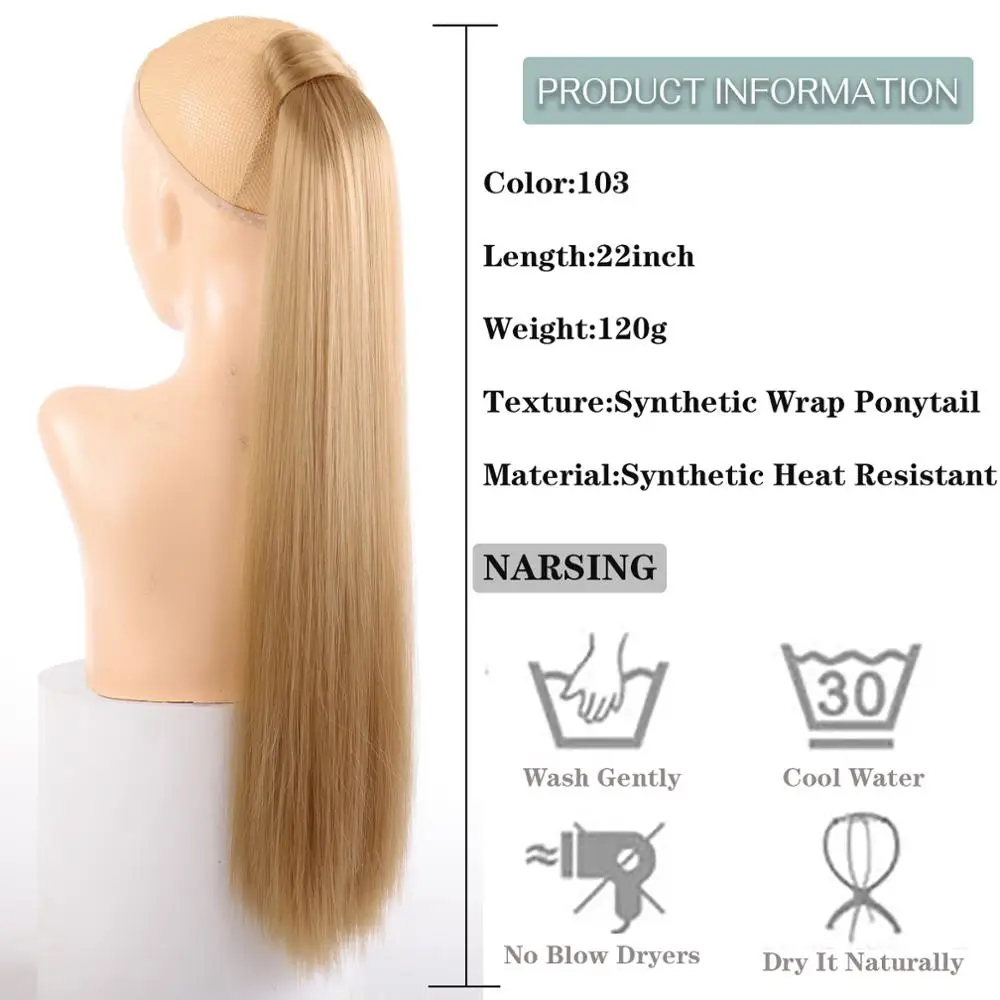

LVHAN Heat Resistant Synthetic Pony Tail Fake Hair Long Straight Wrap Around Clip In Ponytail Hair Extension