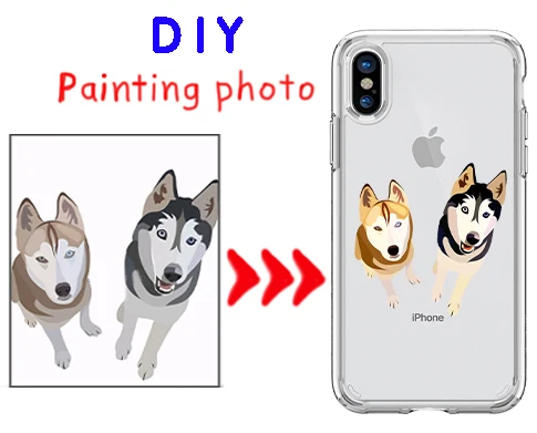 

Custom Illustrated Hand Drawn Dog Hollow Phone Cover For Iphone 13 12 P Pro Mini 11Pro Max Se2 6s 7 8 plus X XS XR Xsmax
