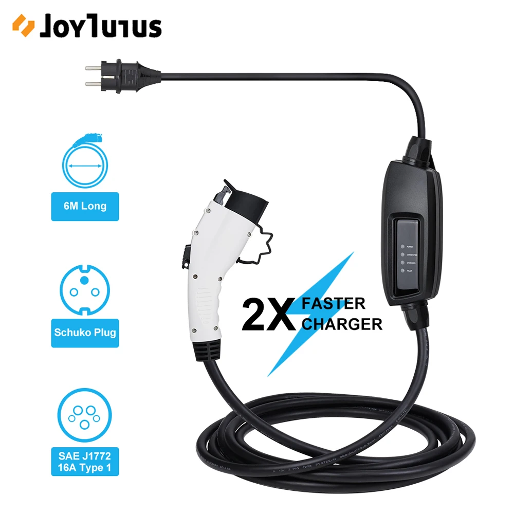 J1772 EVSE 6 м кабель входной EV разъем Уровень 2 зарядное устройство 16 А тип 1 Schuko для