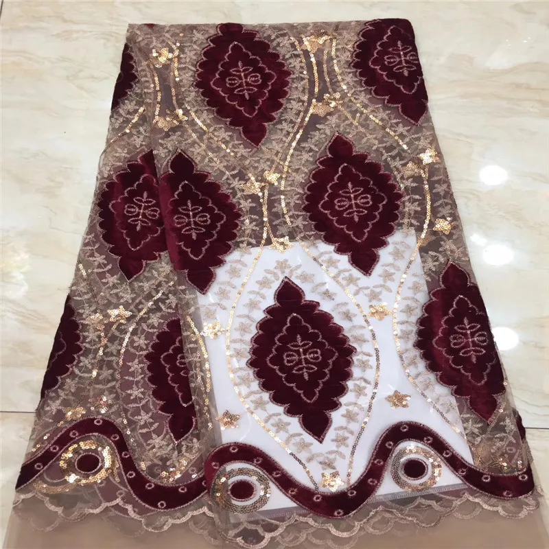 Фиолетовая бархатная кружевная ткань новая в африканском стиле кружева 2019 Embrodiery