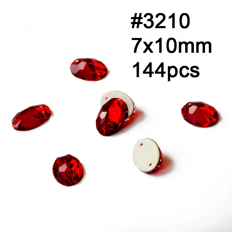 Oval 7X10mm 144pcs Красные стразы Rivoli Cosmic Siam в форме капли, пришивные стразы с плоской задней стороной, стеклянные кристаллы, швейные Стразы для одежды - Цвет: Oval 7X10mm 144pcs