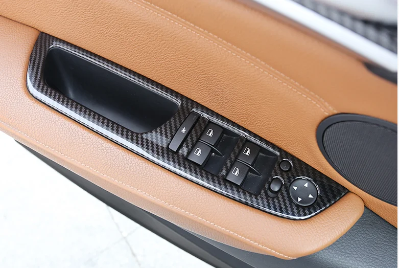 

for BMW X6 E71 2008-2014 ABS Carbon Fiber Door Armrest Window Switch Cover Trim 4pcs Car modification Auto parts