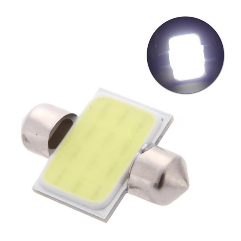 

COB Festoon COB Car Licence Plate Light Interior Dome Bulb Car Map Reading Light Lamp 2PCS 31MM 12V 3W LED