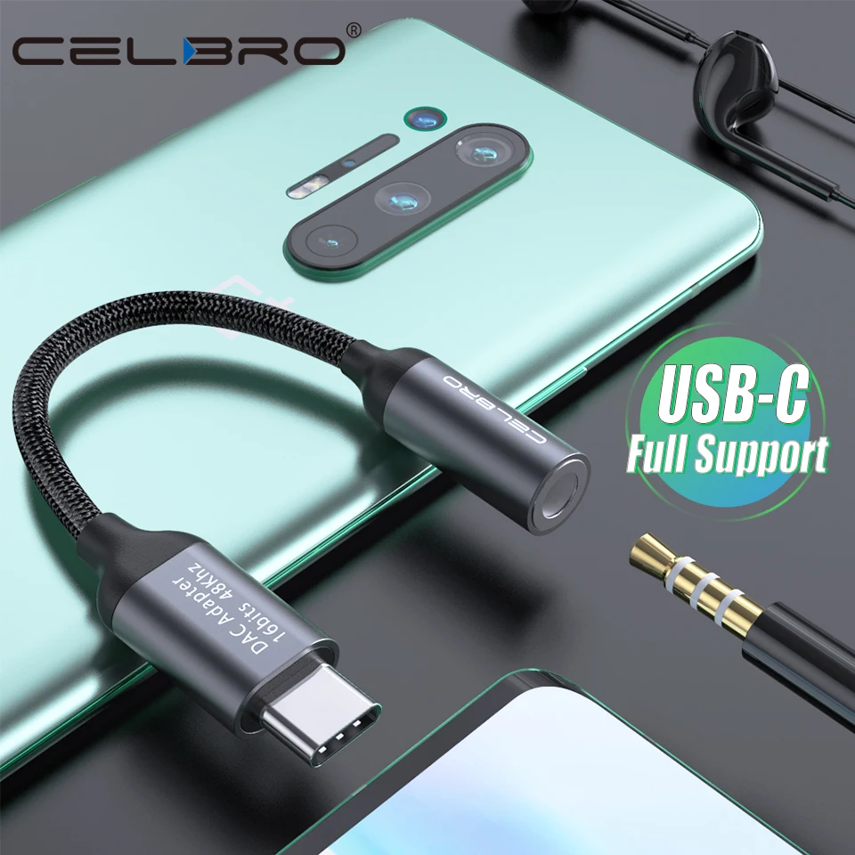 Адаптер для наушников с разъемом USB Type C на 3 5 мм аудиоадаптер Aux Xiaomi Mi 9/10 Pro Oneplus 8 7 7T