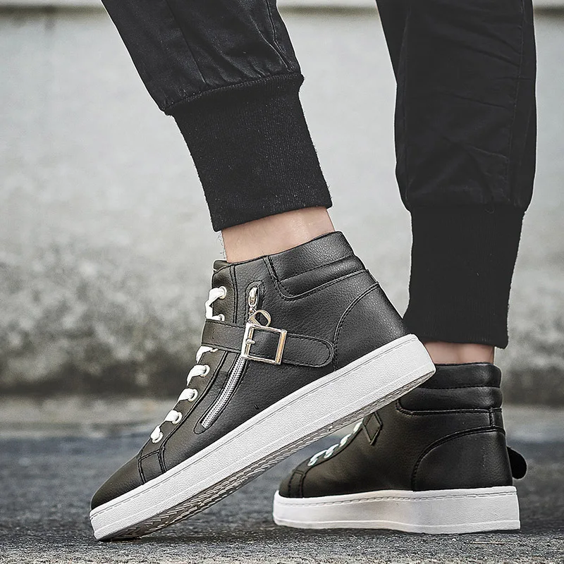 Мужские уличные высокие кроссовки Стильные повседневные спортивные белые