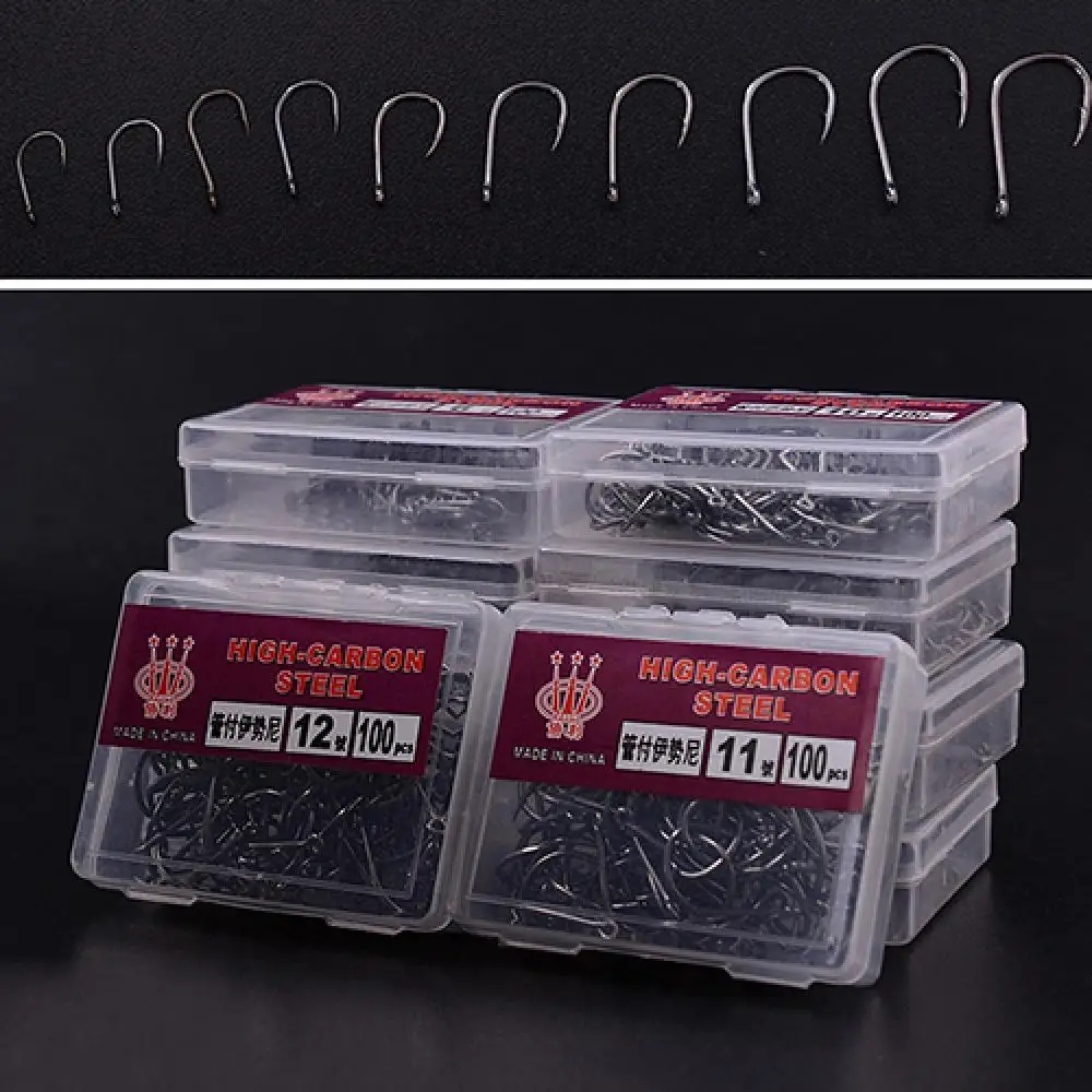 

1000 Pcs 10 Sizes Fishing Fish Bait Sharpened Hook Fishhook Tackle Jig with Box
