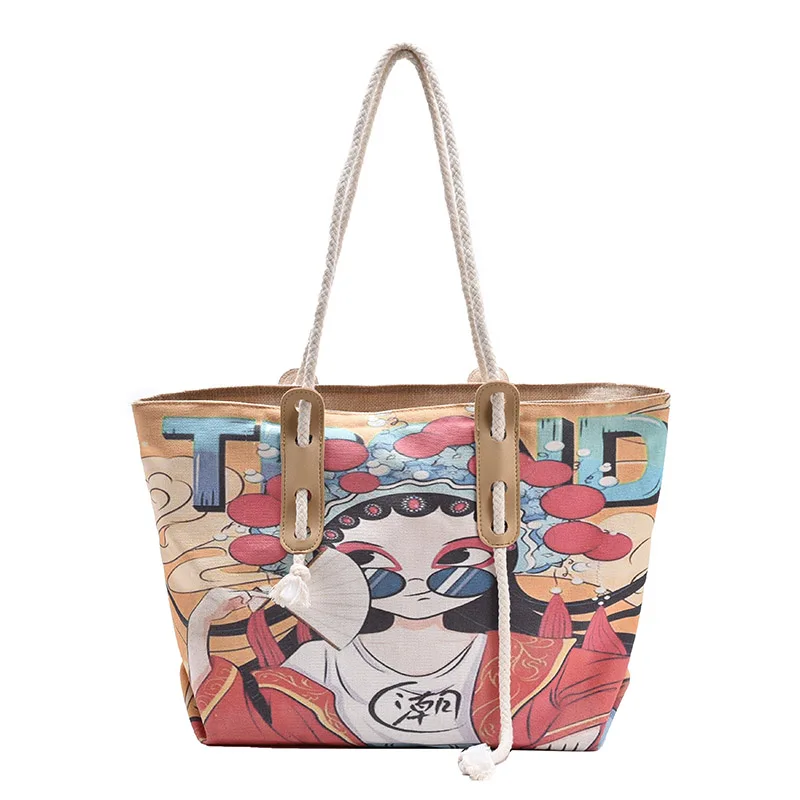 

Сумка на плечо Женская парусиновая, Модный саквояж большой вместимости в Корейском стиле, Студенческая сумочка-тоут в стиле граффити