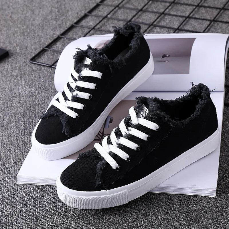

Fashion New Women Comfortable Canvas Shoes Trainers Walking Skateboard Flats Tenis Chaussure Femmes Spring Autumn G1-25