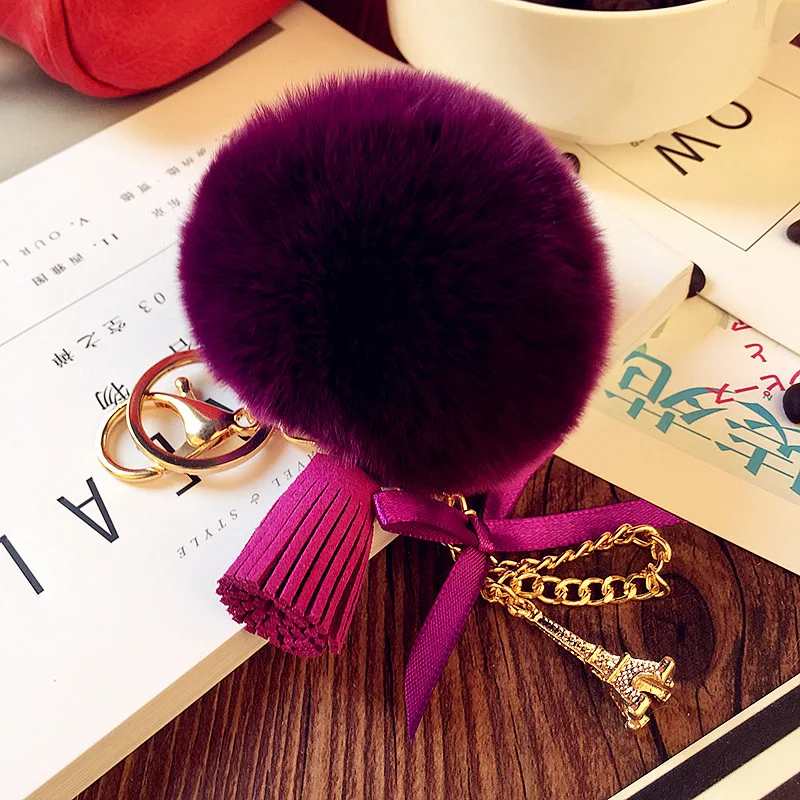 Новый брелок с пушистым помпоном шарик из искусственного кроличьего меха брелки