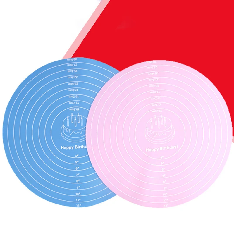 1 шт. многофункциональный коврик для торта со шкалой розовые/синие кухонные