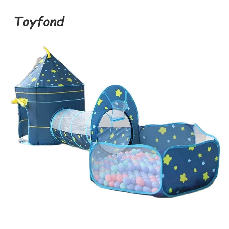

3IN1 Kids Play Tent House Toy Tipi Tents Crawling Tunnel with Ball Pit House Baby Starry Playhouse Toys Removable Indoor Tent
