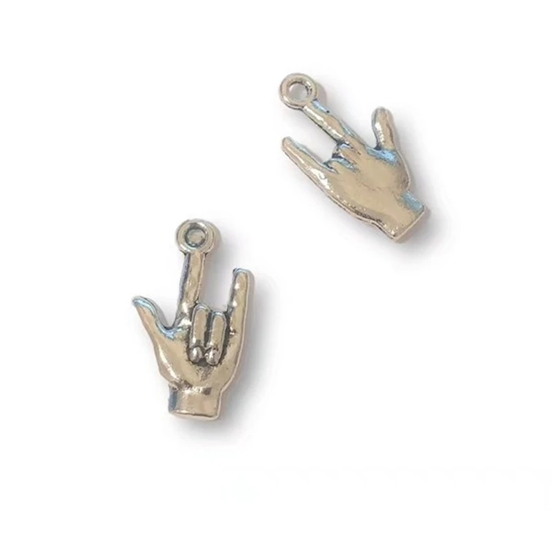 15 pcsI Love You Шарм в античном стиле Серебряный цвет I Gesture Charm 18x10 мм подвеска на руку
