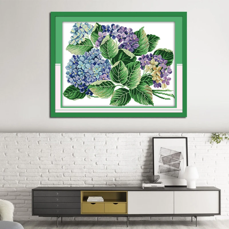 Набор для вышивки Joy Sunday DMC14CT фиолетовый крестиком с напечатанными узорами на