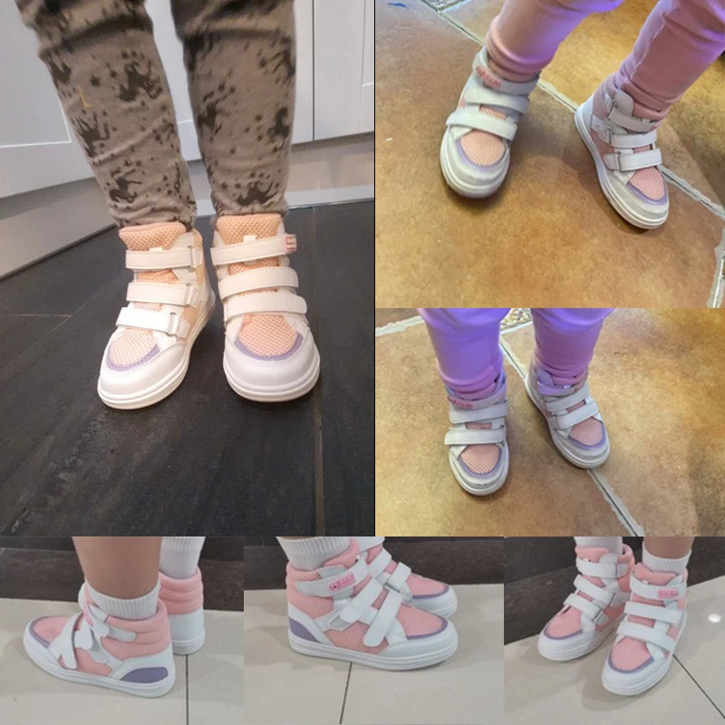 Ortoluckland Girls Casual Shoes Children Sneakers Trainers Pink Ankle Rubber Boots Rigid Orthopedic Flatfeet Footwear For Kids | Детская