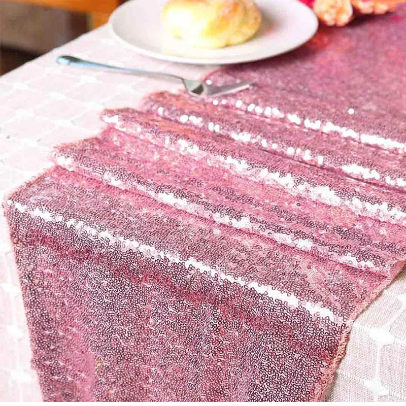 Блестящая скатерть из розового золота 30x180 см|Настольные дорожки| |