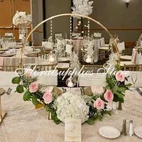 10PCS flower stand wedding centerpieces metal arch backdrop prop gold frame round floral hoop circle table decoration